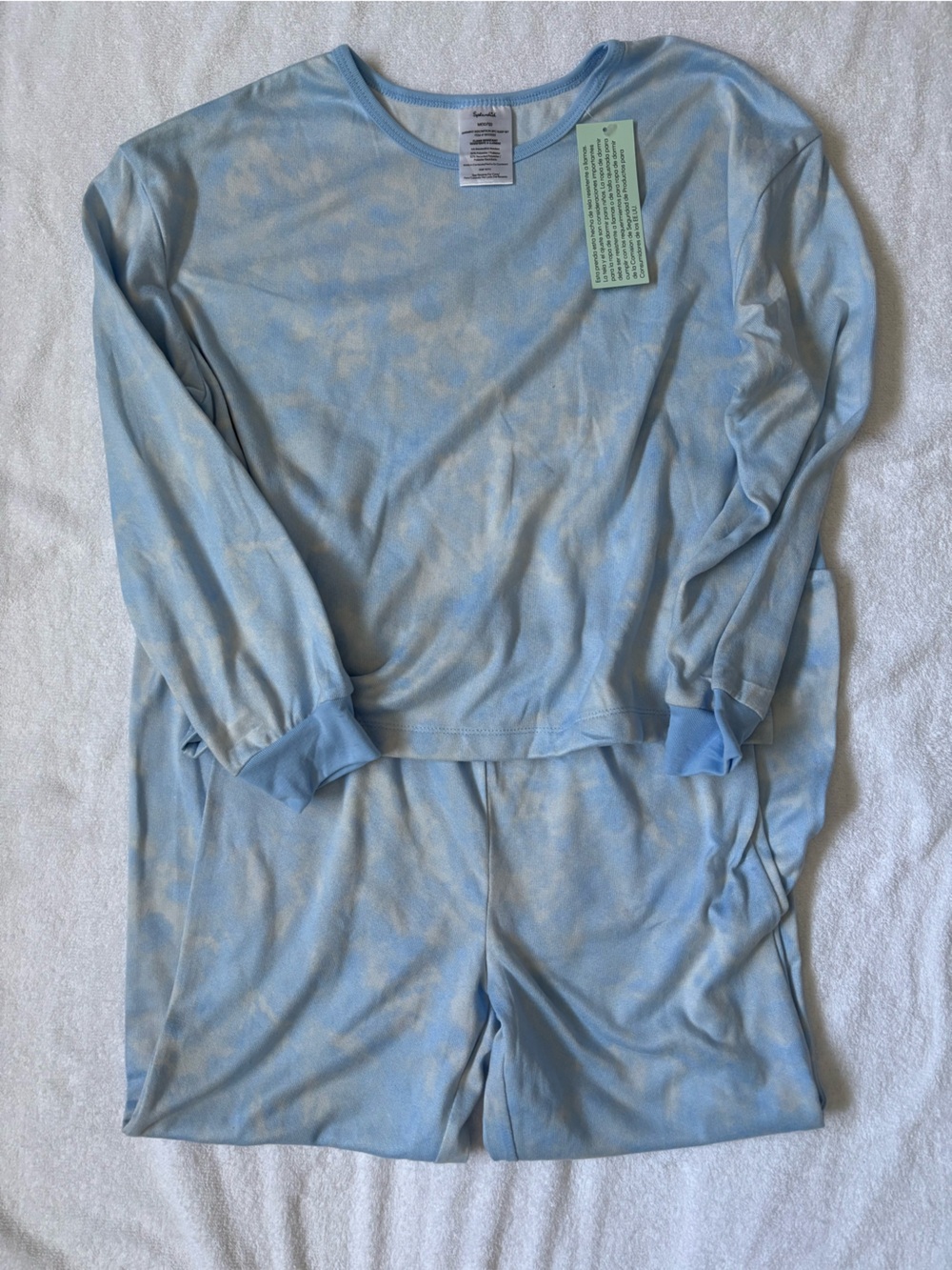 Splendid Girls Soft Cozy Pajama Set Blue/White Tie Dye M 10/12 Lounge Pants Top